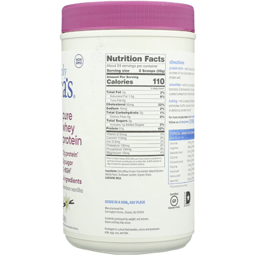 TER017 | Back of whey protein powder container with Nutrition Facts panel and ingredients - Thumbnail