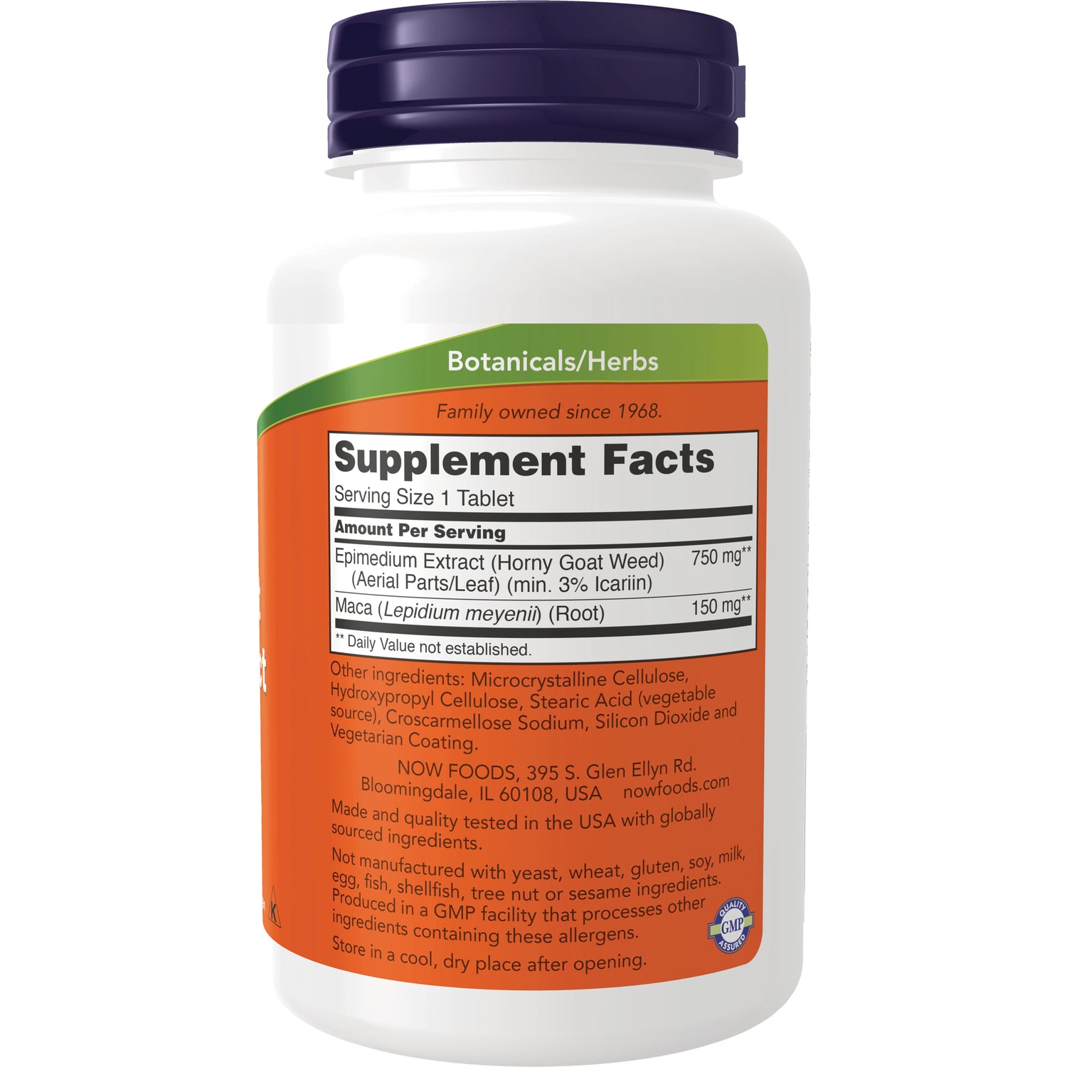 NWF131 | Back of white supplement bottle showing Supplement Facts panel and ingredients label