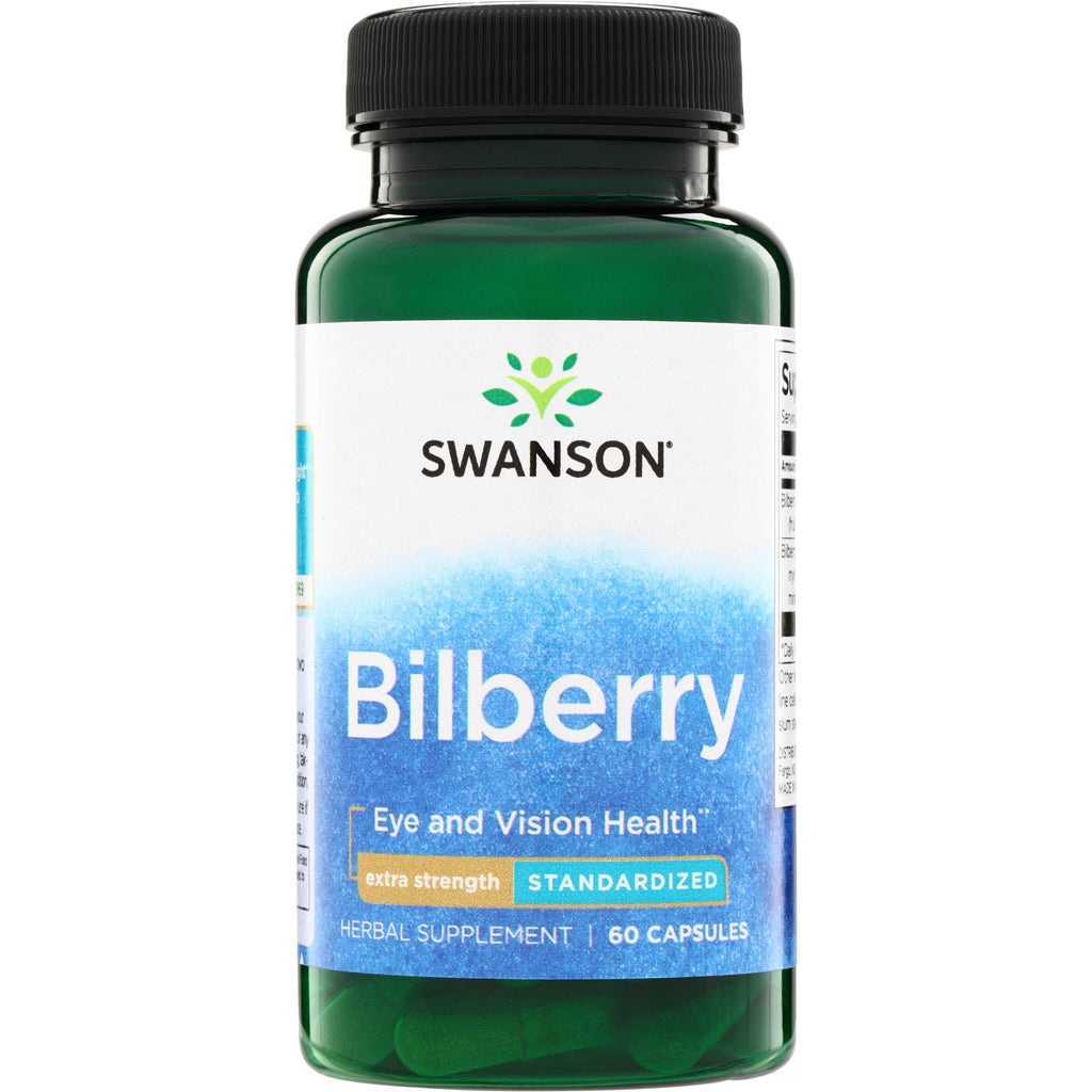 SWH008 | Swanson Bilberry, extra strength standardized herbal supplement for Eye and Vision Health, 60 capsules - Thumbnail