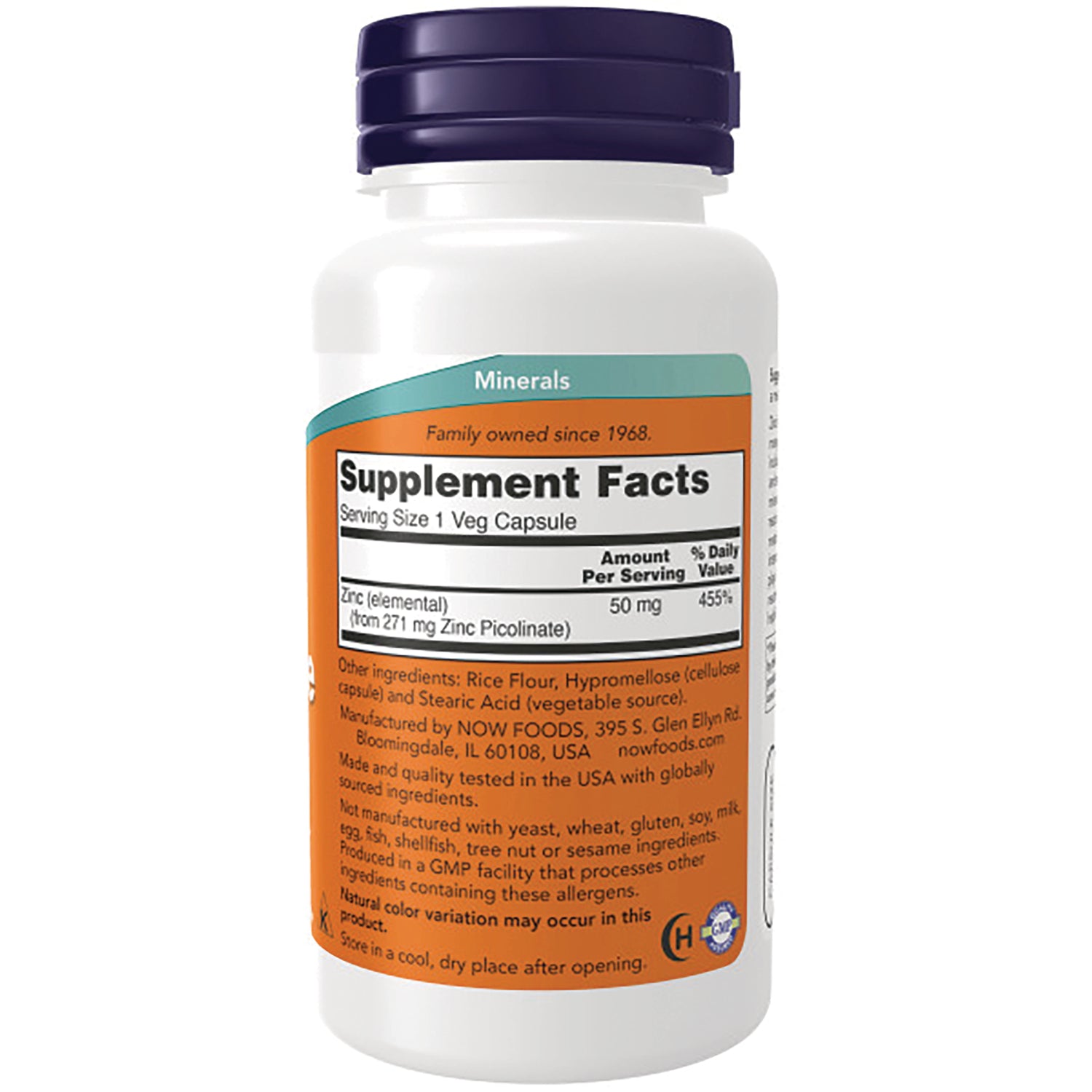 NWF1121 | back of white supplement bottle showing Supplement Facts label and ingredient text