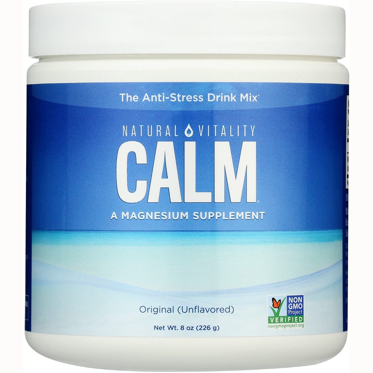 NVT052 | Natural Vitality CALM magnesium supplement tub, Original Unflavored label, 8 oz