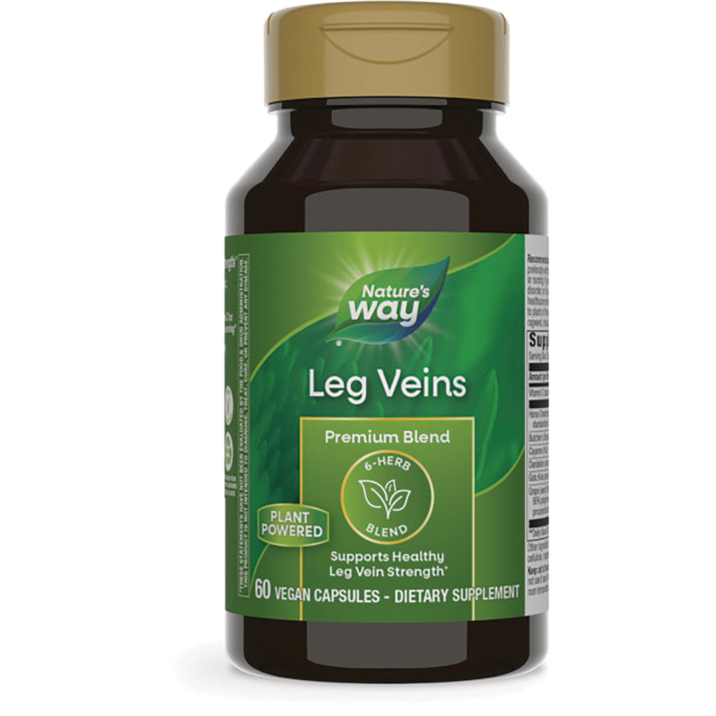 NW558 | Nature's Way Leg Veins dietary supplement bottle with green label reading Premium Blend, 60 vegan capsules - Thumbnail