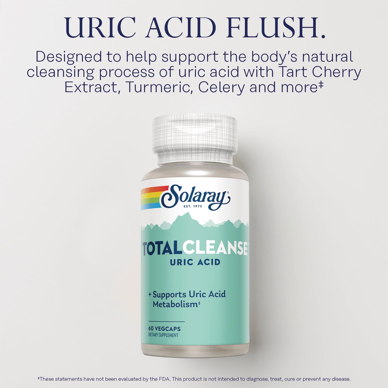 SLR290 | Solaray TotalCleanse Uric Acid bottle with label reading TotalCleanse Uric Acid and headline Uric Acid Flush