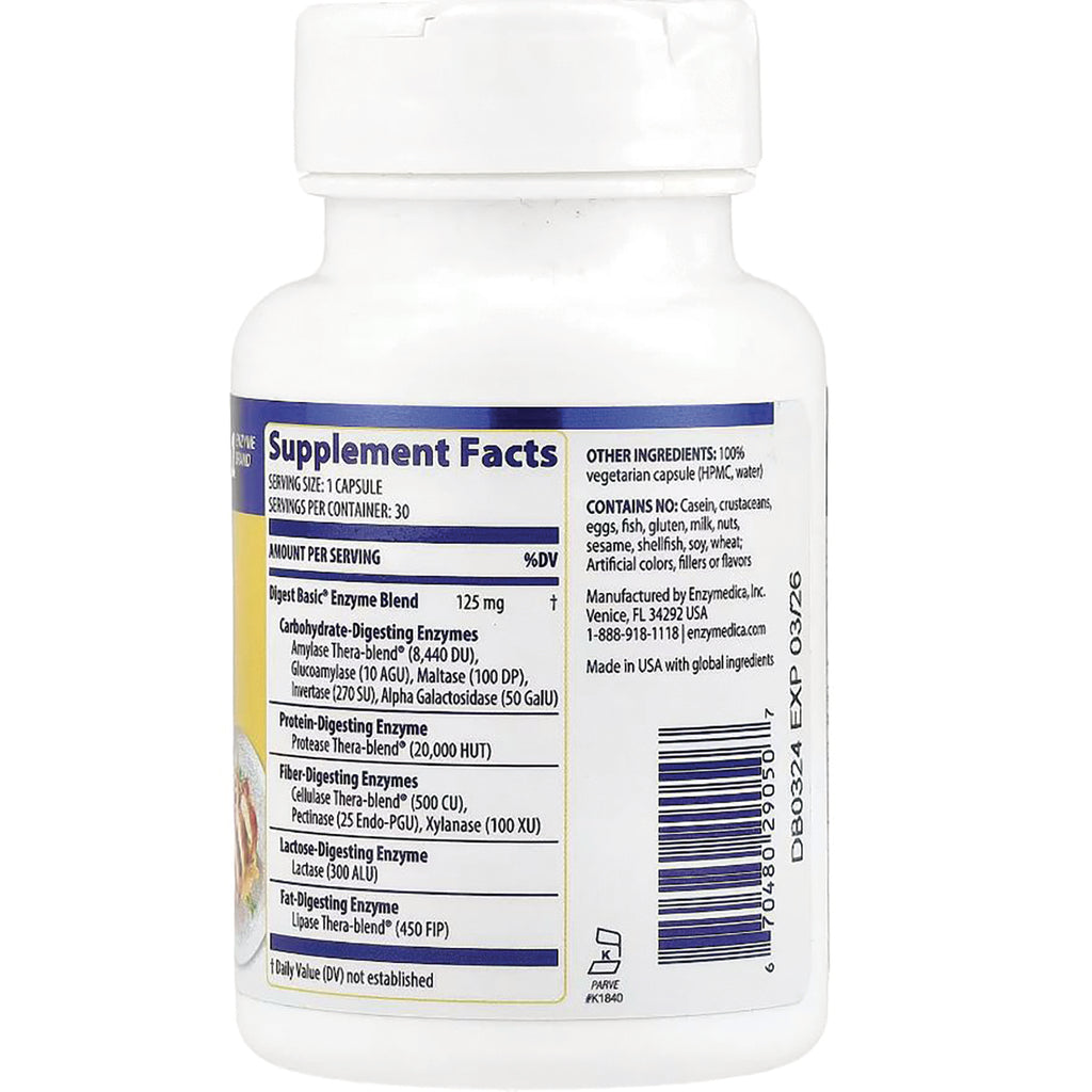 EMD028 | back of white supplement bottle showing Supplement Facts label, ingredient list, serving size and barcode - Thumbnail