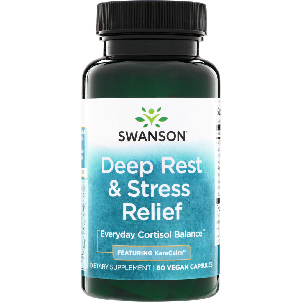 SW1957 | Swanson Deep Rest & Stress Relief supplement bottle, Everyday Cortisol Balance, 60 vegan capsules - Thumbnail