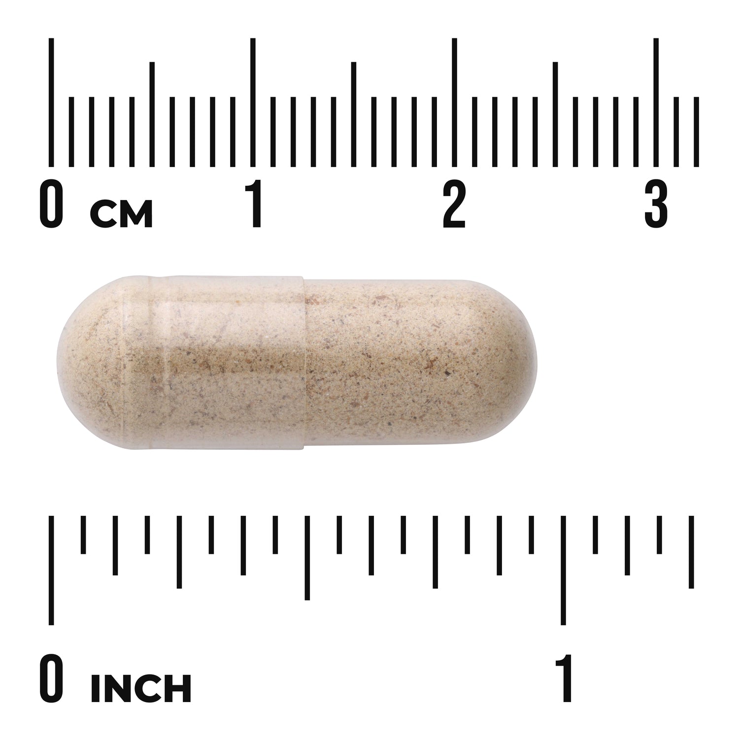 SW966 | Beige capsule with size scale in centimeters and inches