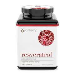 YOU003 | Youtheory Resveratrol bottle, 290 tablets, antioxidant formula supports healthy aging
