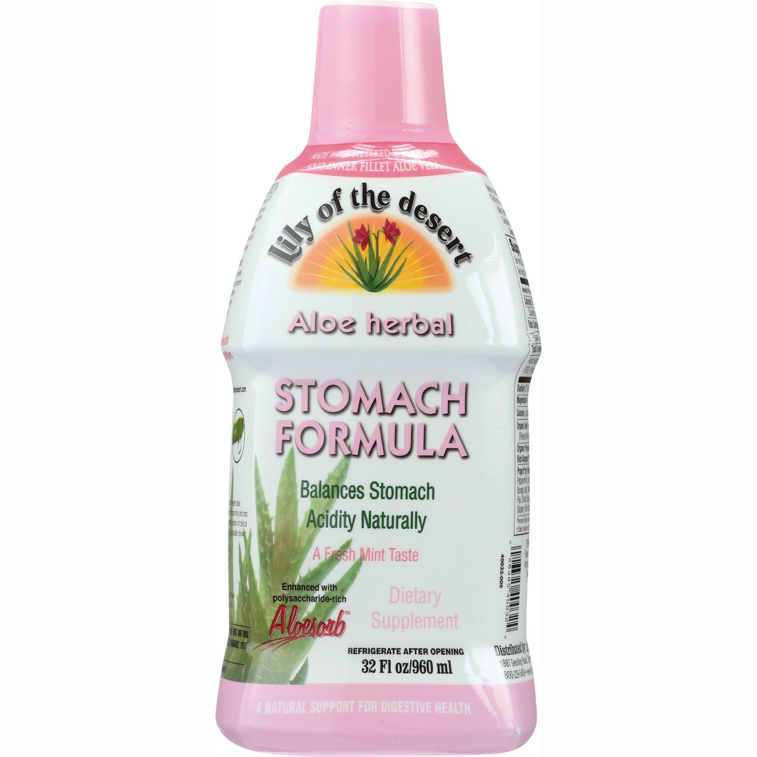 LIL006 | Lily of the desert Aloe herbal Stomach Formula 32 fl oz bottle, fresh mint taste