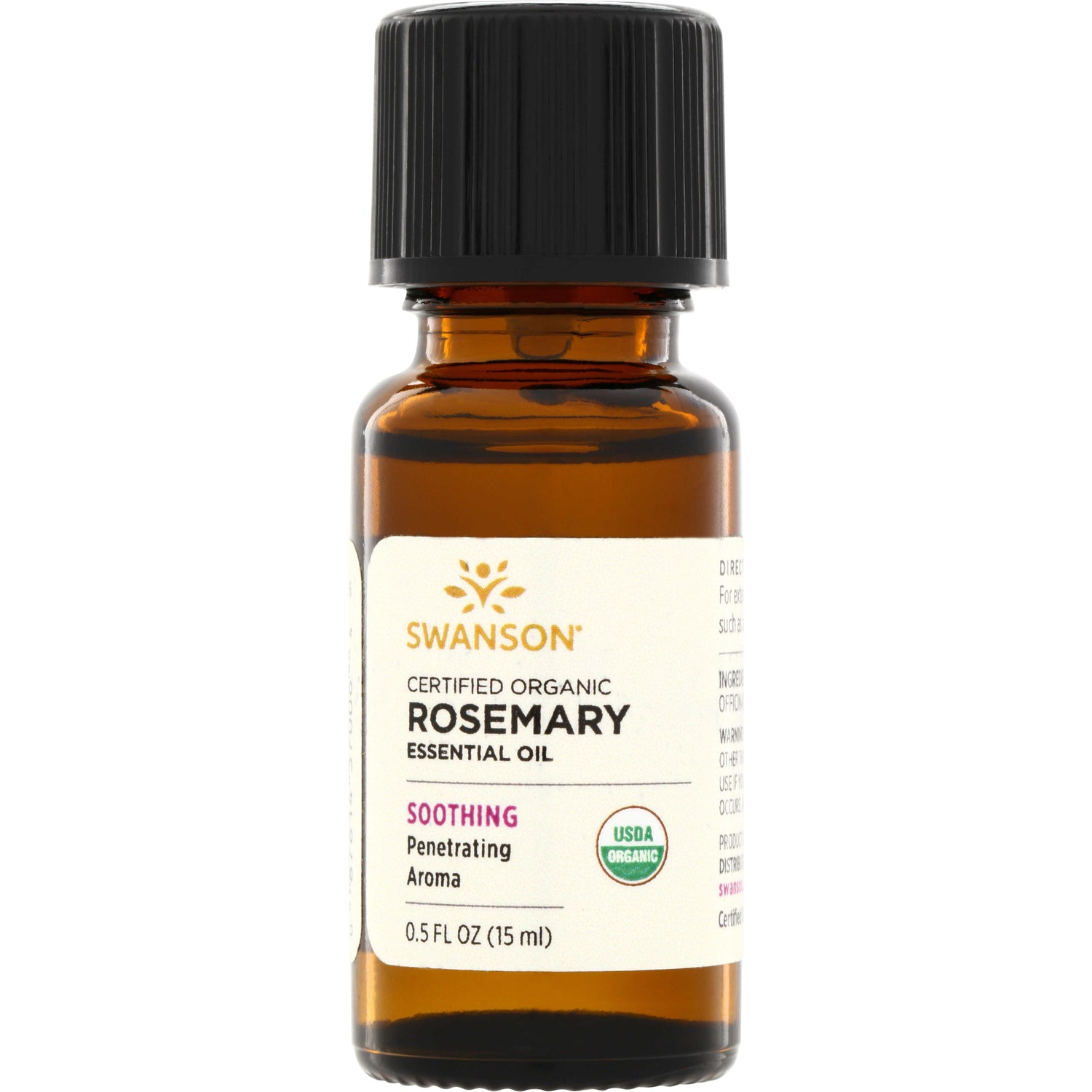 SWAR006 | Swanson Certified Organic Rosemary Essential Oil, 0.5 fl oz (15 ml), USDA Organic