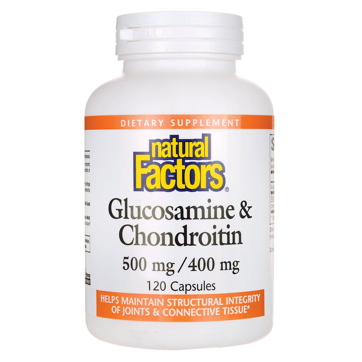 NFC027 | Natural Factors Glucosamine & Chondroitin 500 mg/400 mg 120 capsules bottle front