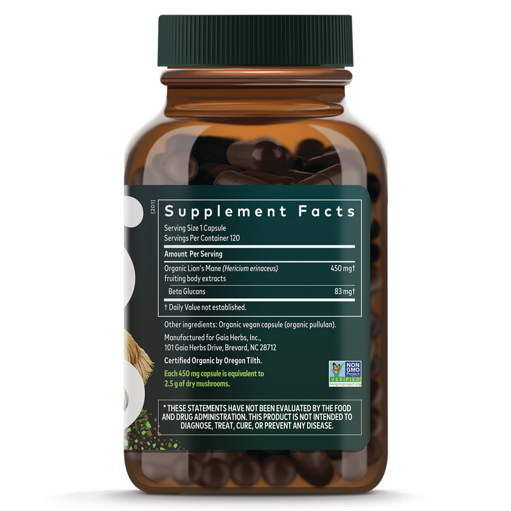 GH170 | Back of amber supplement bottle showing Supplement Facts panel with serving size, ingredients and non-GMO seal - Thumbnail