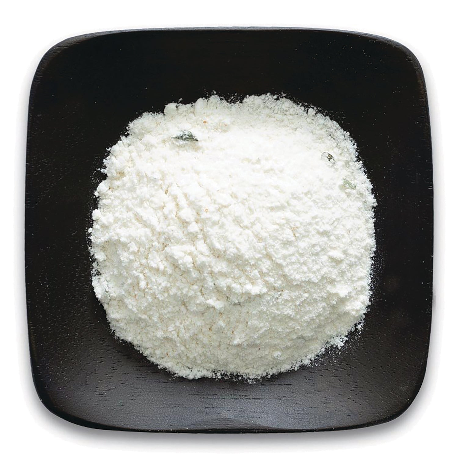 FNP042 | mound of white powder on a black square plate