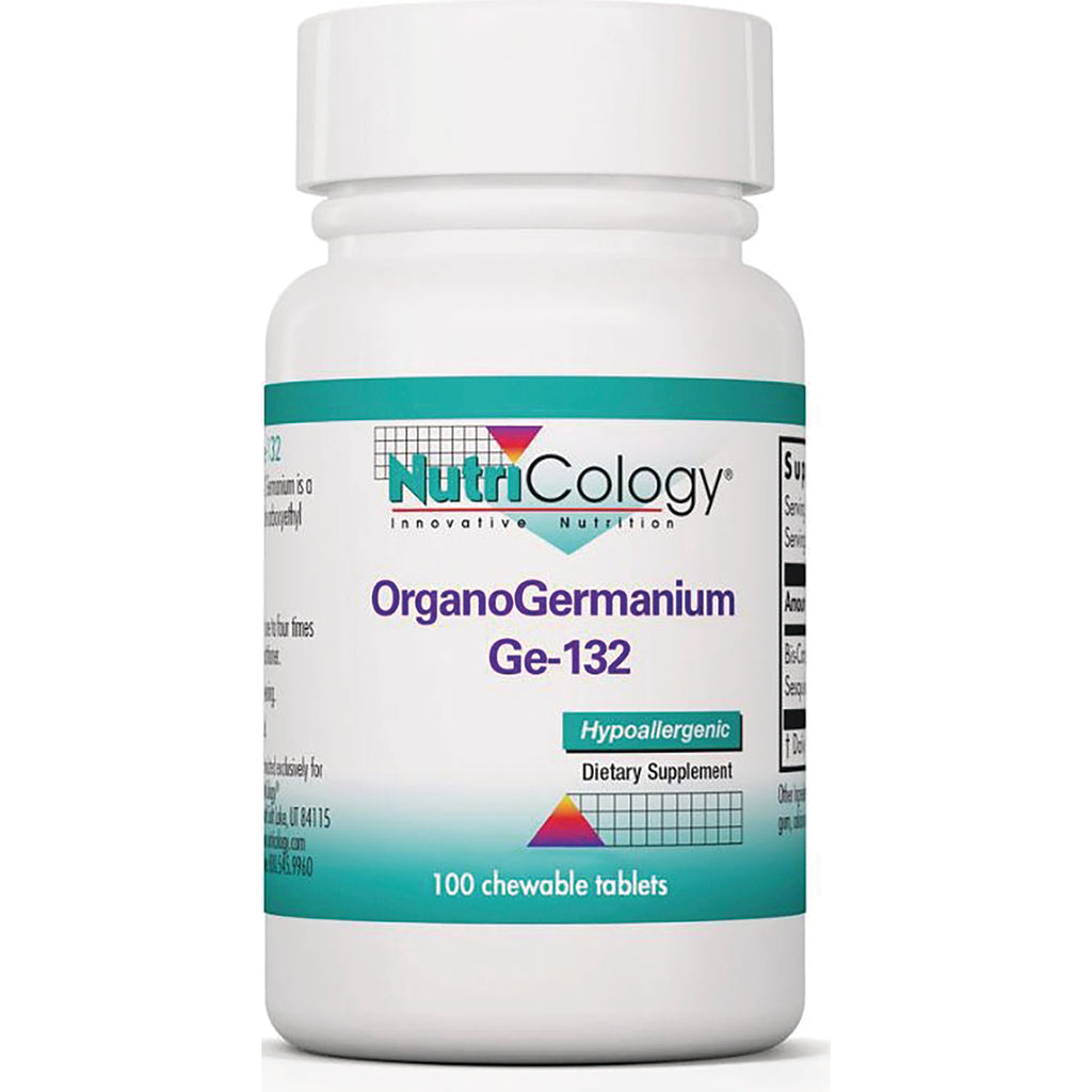 NCL100 | Nutricology OrganoGermanium Ge-132 dietary supplement bottle, hypoallergenic, 100 chewable tablets - Thumbnail