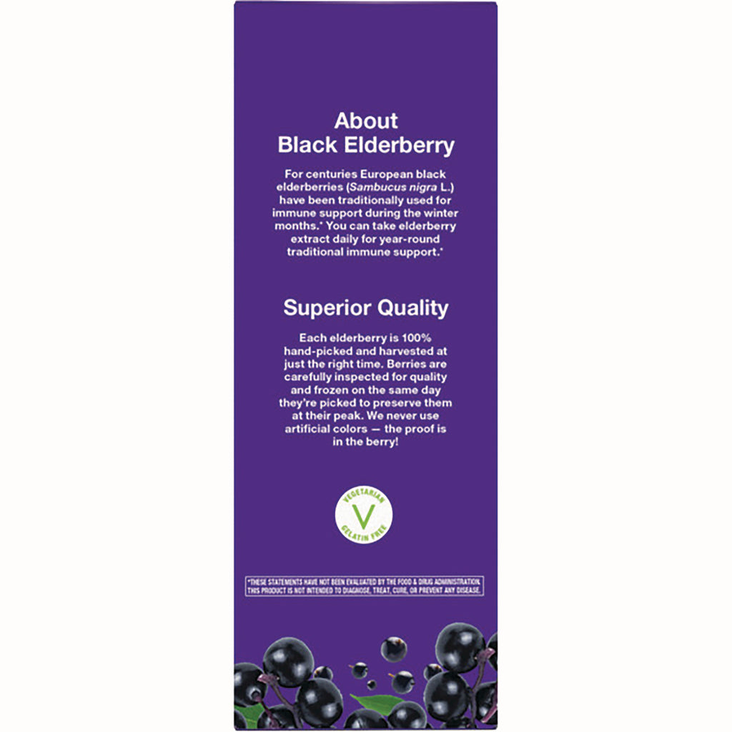 NW669 | Purple product infographic panel describing black elderberry benefits, superior quality text, berries and vegetarian seal - Thumbnail