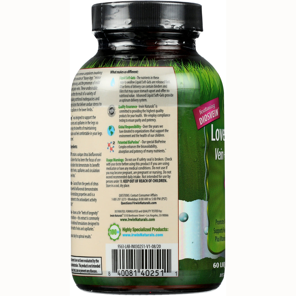 IR194 | Back of supplement bottle label showing usage instructions, quality icons and barcode - Thumbnail