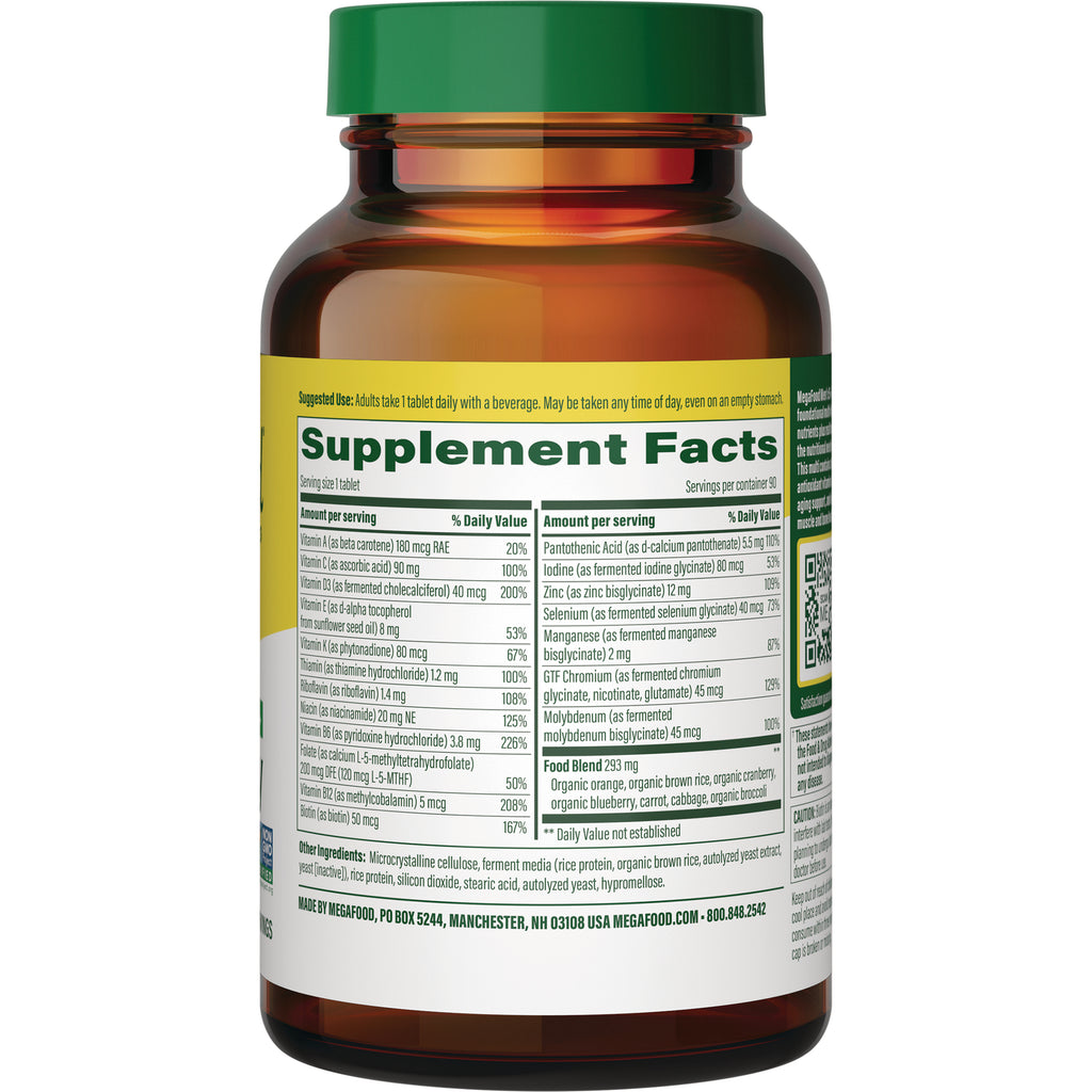 MGF128 | Back of brown bottle showing Supplement Facts nutrition label and ingredient list - Thumbnail