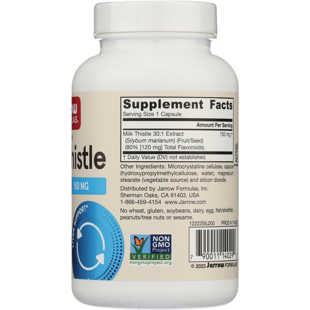 JR042 | Back label of supplement bottle showing Supplement Facts, ingredients, barcode, and Non GMO Project logo - Thumbnail