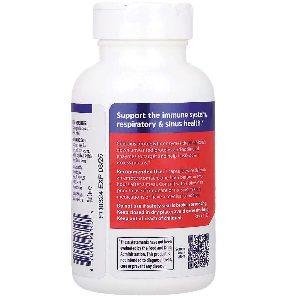 EMD027 | product infographic showing supplement bottle back label with support the immune system, respiratory & sinus health text and QR code - Thumbnail