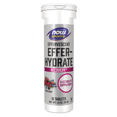 NWF1310 | NOW Sports effervescent EFFER-HYDRATE recovery electrolyte supplement, mixed berry, 10 tablets