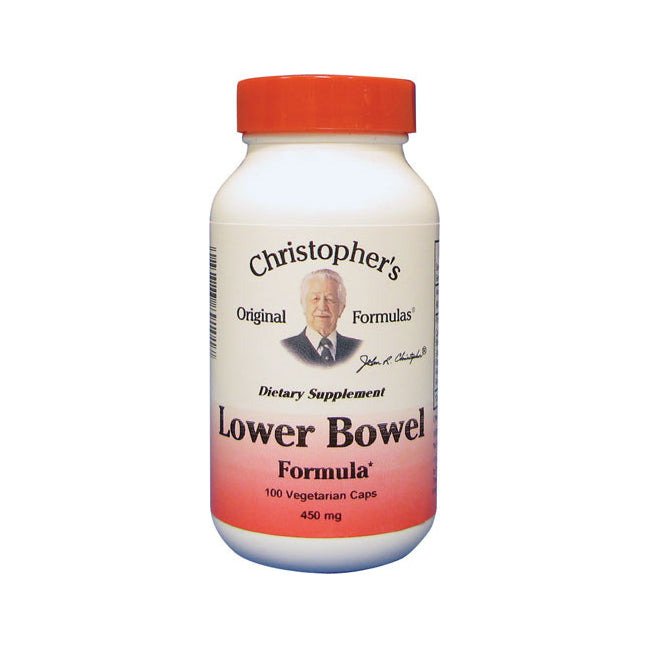 DCR007 | Christopher's Lower Bowel Formula white bottle with orange cap showing product label and portrait