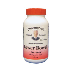 DCR007 | Christopher's Lower Bowel Formula white bottle with orange cap showing product label and portrait