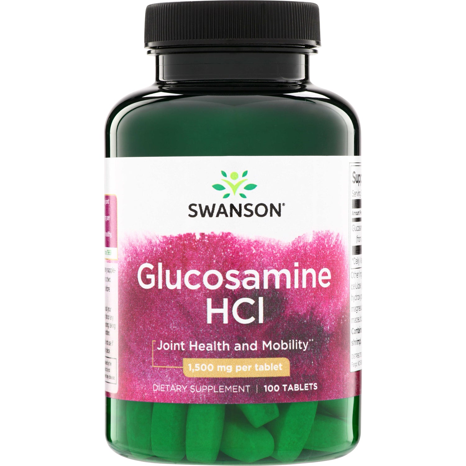 SW842 | Swanson Glucosamine HCI, 1,500 mg per tablet, 100 tablets bottle front