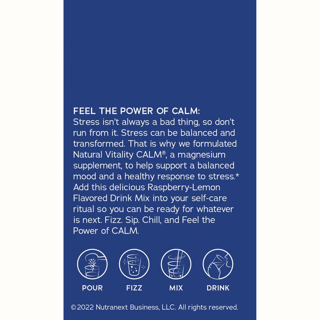 NVT070 | Product infographic panel with FEEL THE POWER OF CALM text and instruction icons labeled POUR FIZZ MIX DRINK - Thumbnail