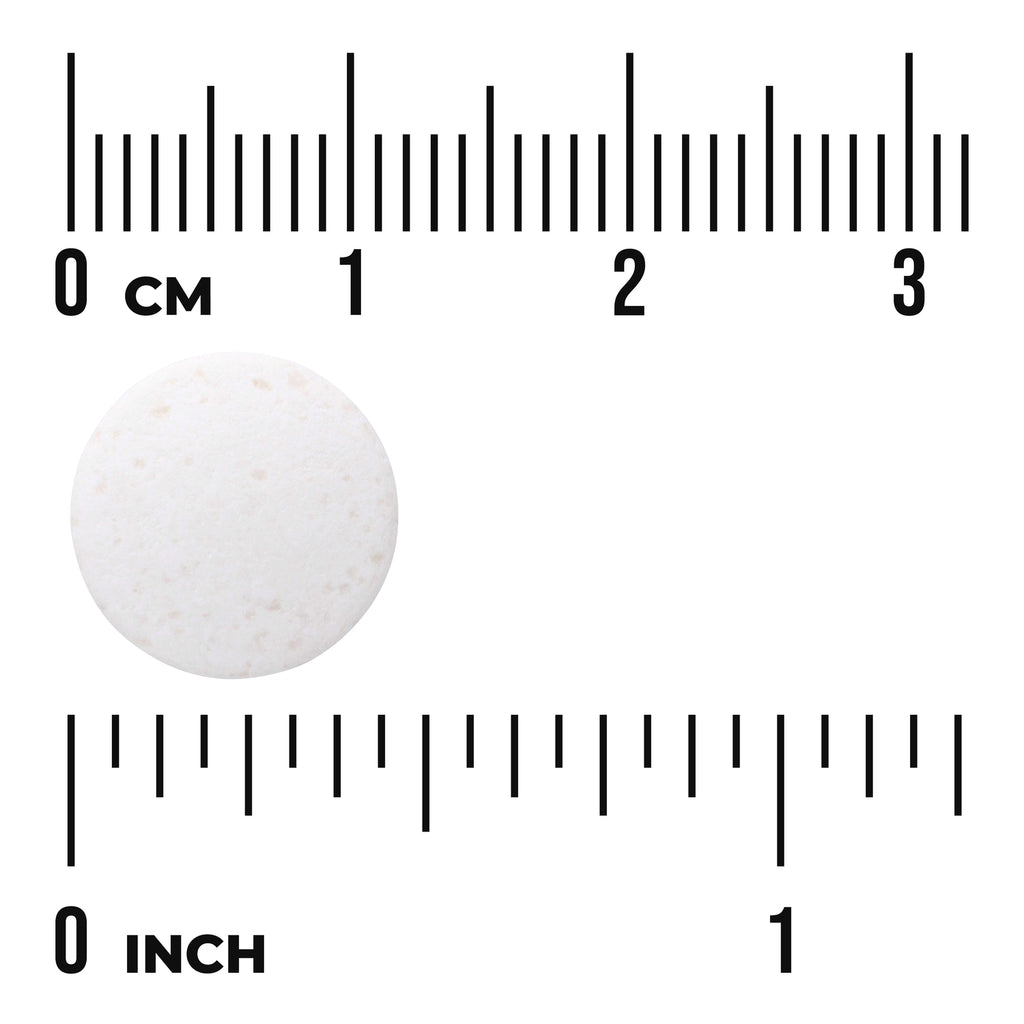 SWD081 | Round white tablet with size reference in centimeters and inches - Thumbnail