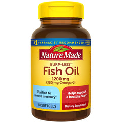 NTM039 | Nature Made Burp-Less Fish Oil 1200 mg bottle labeled 60 softgels