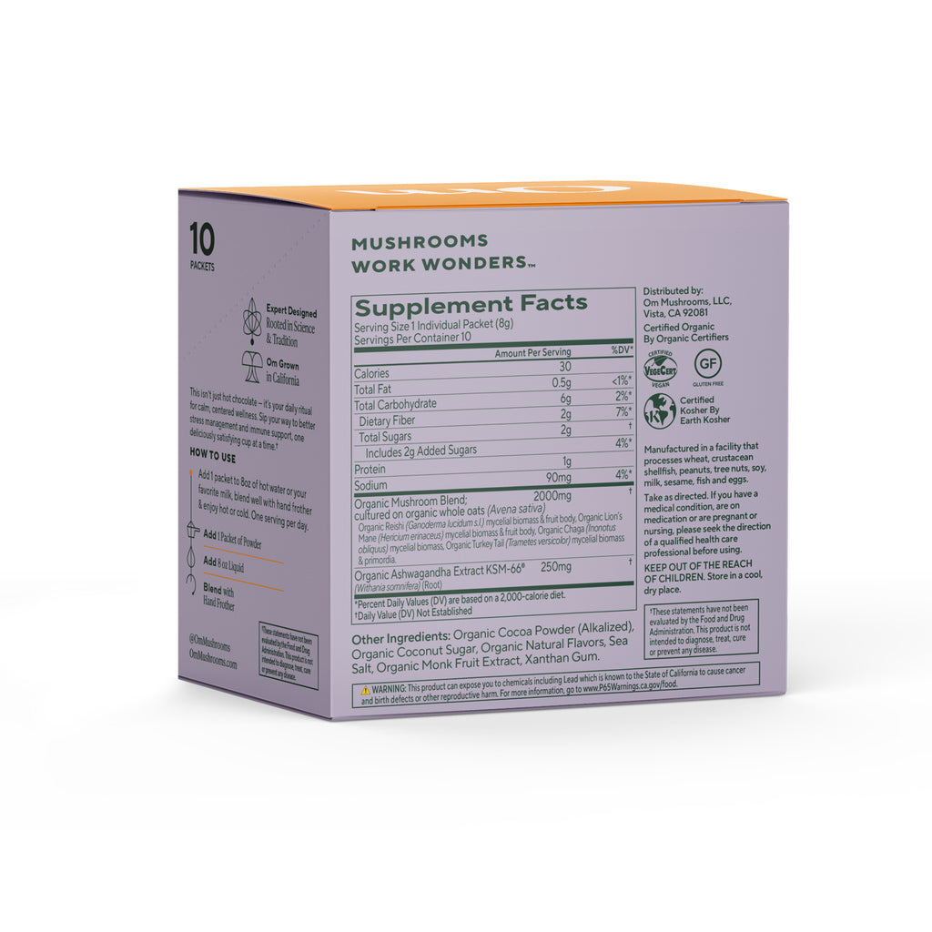 MMX038 | back panel showing Supplement Facts table and ingredients for certified organic mushroom powder blend - Thumbnail
