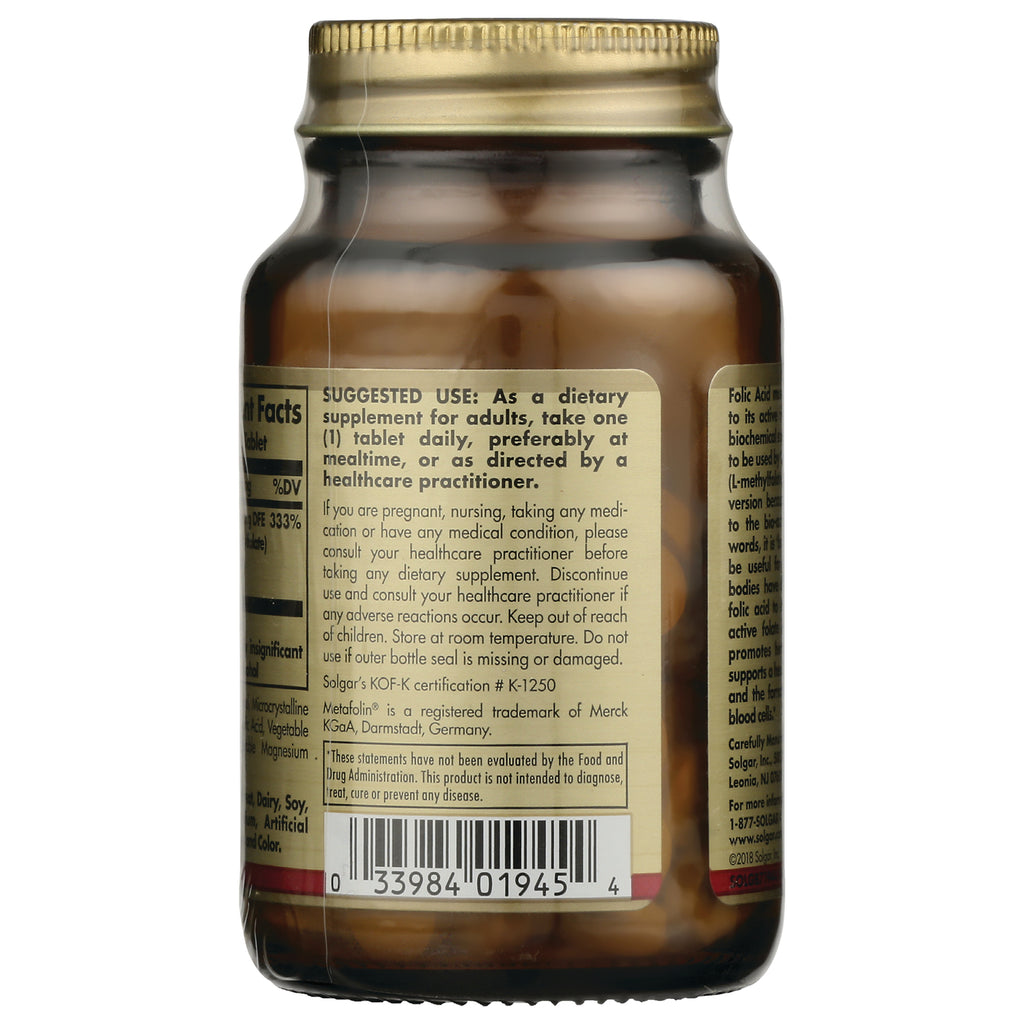 SLG330 | back label of brown glass supplement bottle showing suggested use text and barcode - Thumbnail