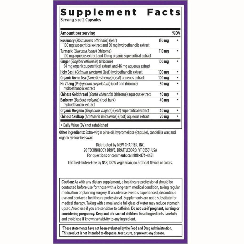 NWC278 | Supplement Facts back label listing ingredients and amounts, serving size 2 capsules, caution and distributor info - Thumbnail
