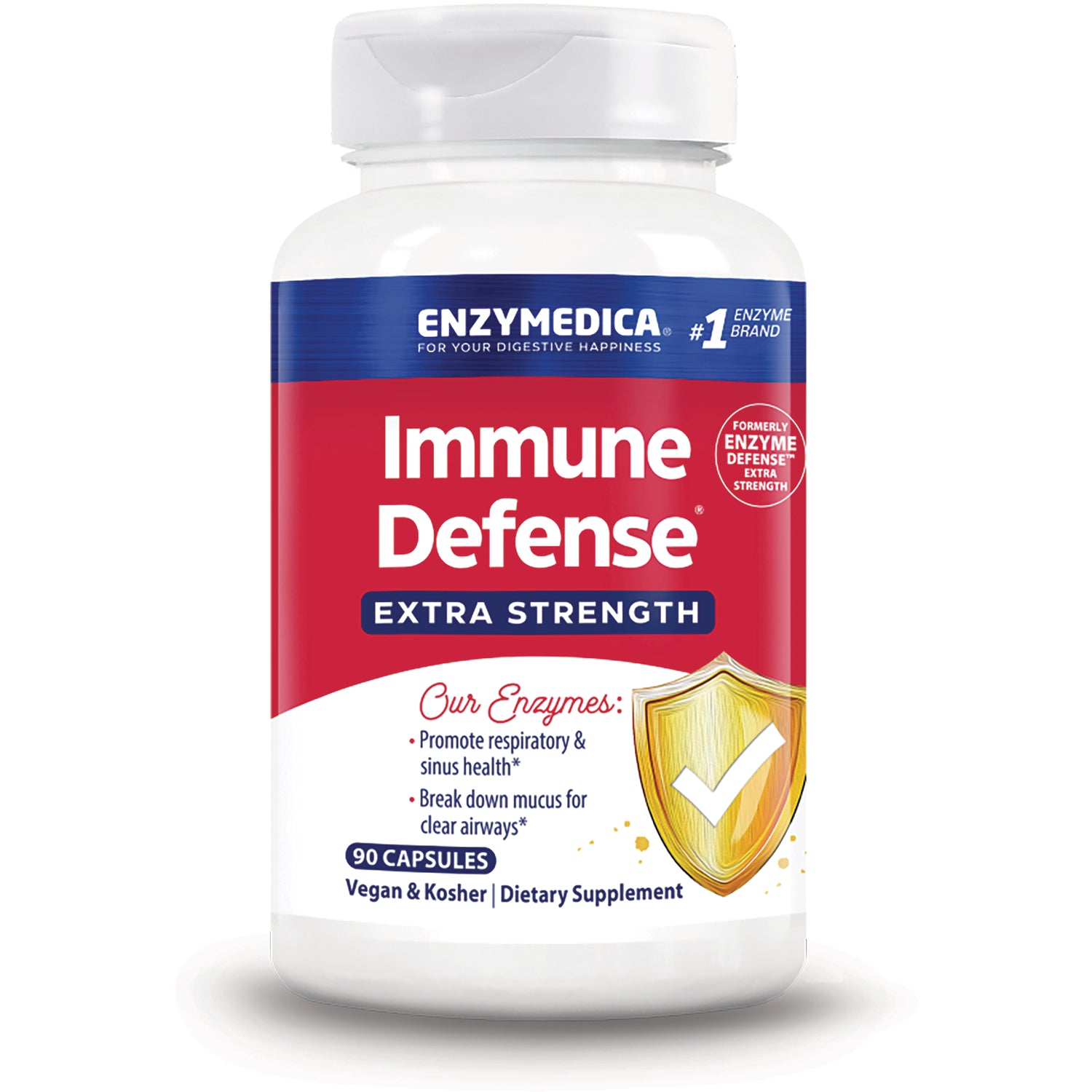 EMD038 | Enzymedica Immune Defense Extra Strength bottle, 90 capsules, vegan & kosher dietary supplement