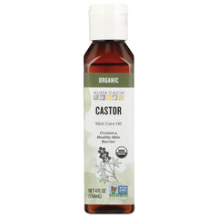 ARC237 | Aura Cacia Castor skin care oil bottle labeled Organic, 4 fl oz, with USDA Organic and Non-GMO seals