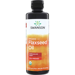 SWE003 | Swanson Organic Flaxseed Oil, cold pressed, 16 fl oz bottle