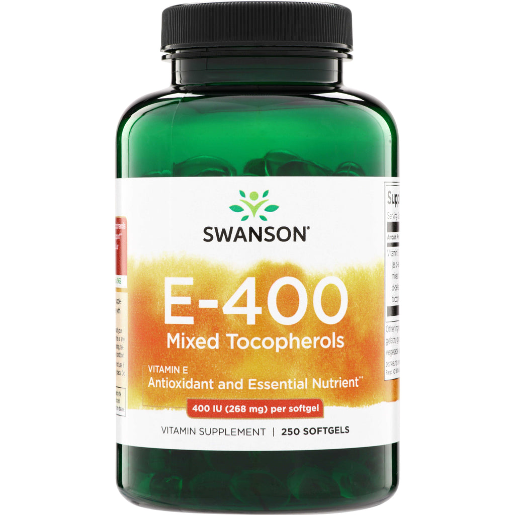 SW152 | Swanson E-400 Mixed Tocopherols vitamin E softgels, 400 IU (268 mg) per softgel, 250 softgels bottle - Thumbnail