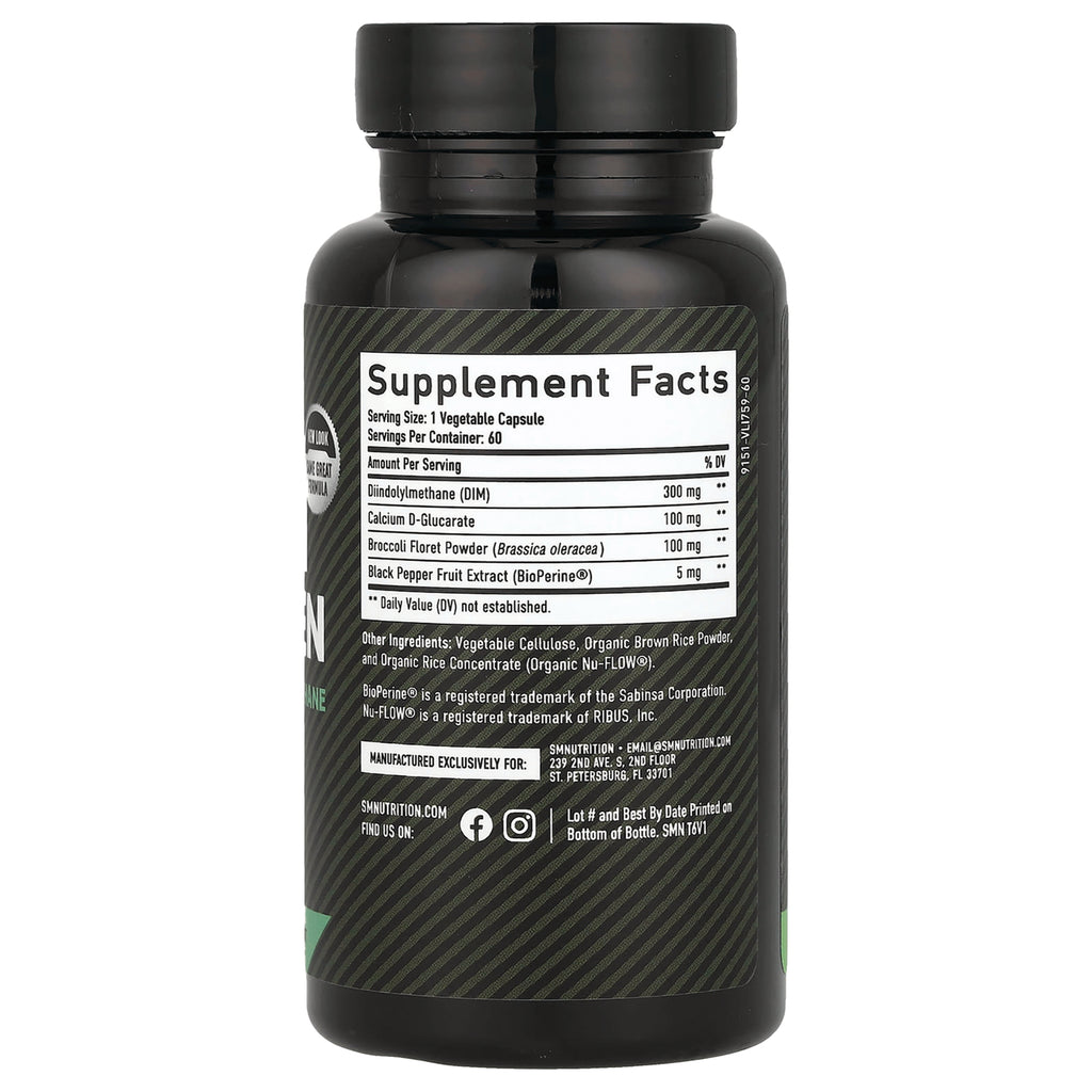 SMT009 | Back of black supplement bottle showing Supplement Facts panel with serving size and ingredient list - Thumbnail
