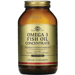 Solgar Omega 3 Fish Oil Concentrate 120 softgels amber glass bottle dietary supplement