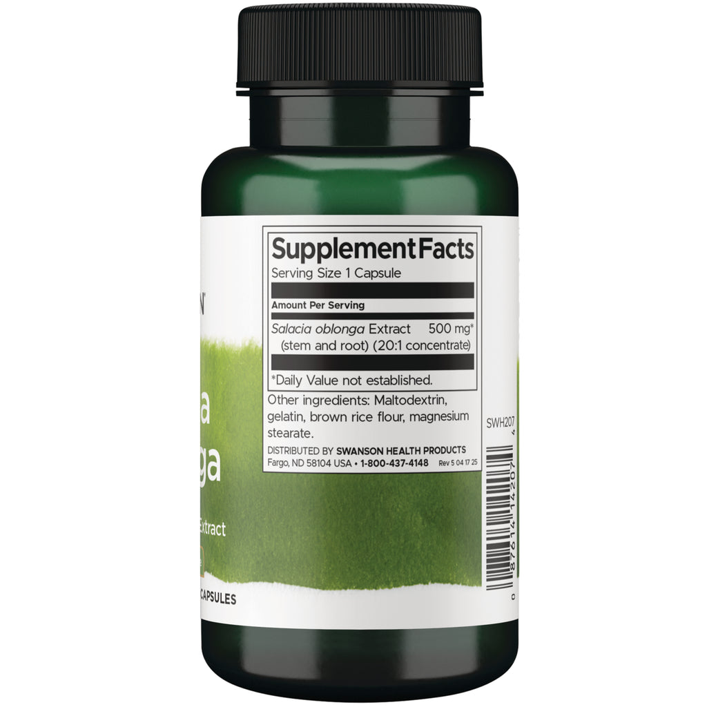 SWH207 | Supplement Facts panel on back of bottle with Salacia oblonga extract and ingredients - Thumbnail