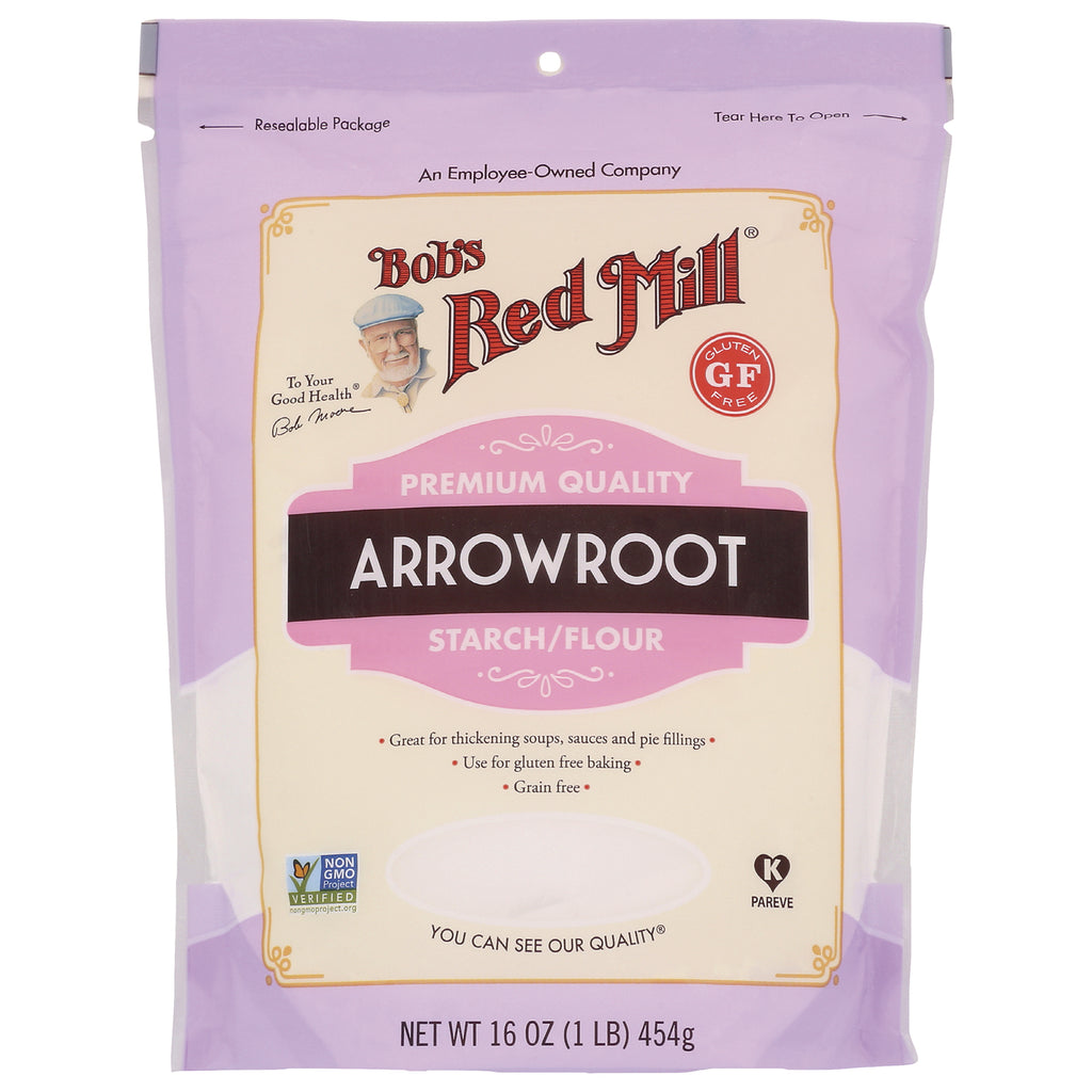 BOB291 | Bob's Red Mill Arrowroot starch flour 16 oz resealable pouch with gluten free badge - Thumbnail