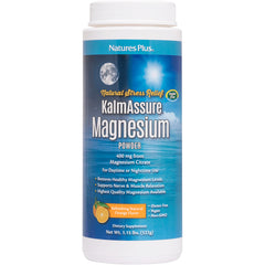 NTP321 | Natures Plus KalmAssure Magnesium powder bottle, refreshing natural orange flavor, front label