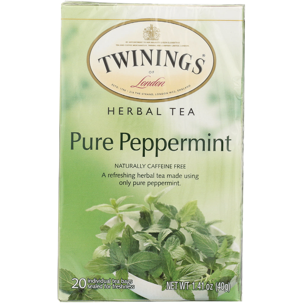 TWN023 | Twinings Pure Peppermint Herbal Tea box, naturally caffeine free, 20 tea bags, 1.41 oz - Thumbnail