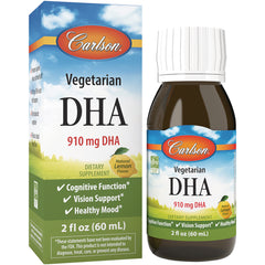 CSN317 | Carlson Vegetarian DHA 910 mg DHA natural lemon flavor 2 fl oz bottle with box