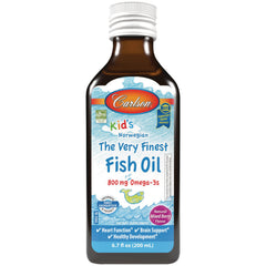 CSN305 | Carlson Kid's Norwegian The Very Finest Fish Oil 800 mg Omega-3s natural mixed berry flavor 6.7 fl oz bottle