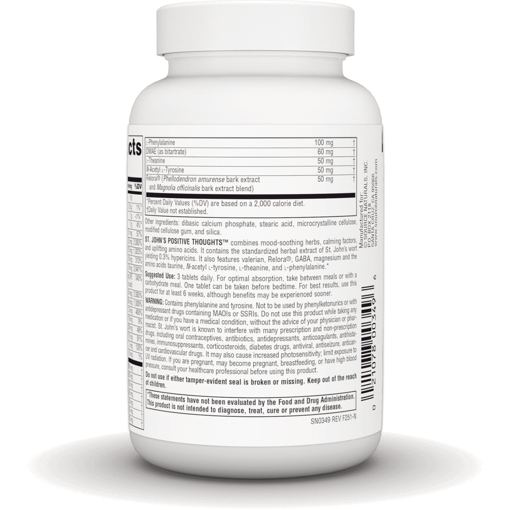 Back label of white supplement bottle showing supplement facts, ingredients, warnings and barcode - Thumbnail