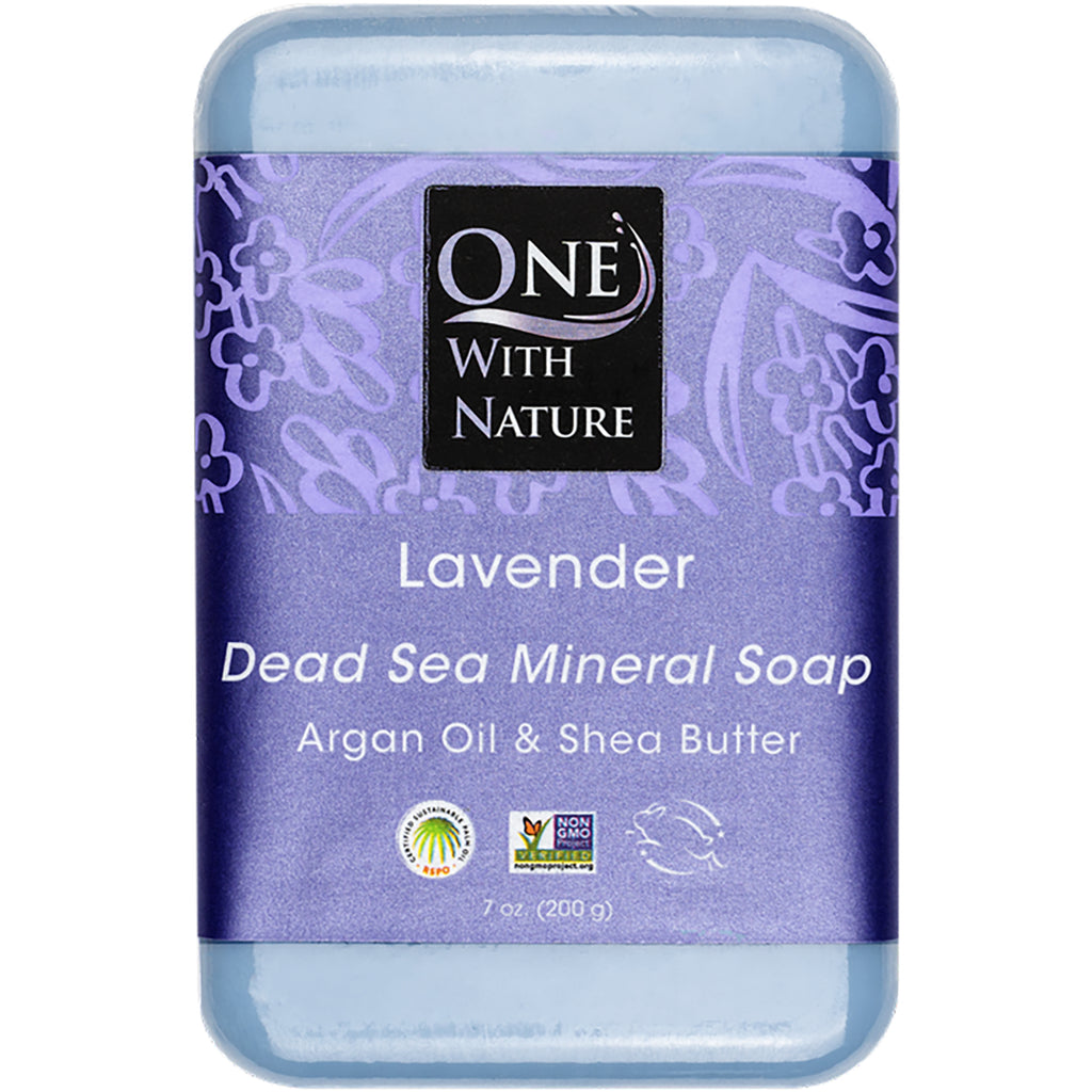 OWN003 | Lavender triple milled mineral soap bar with One With Nature logo, argan oil and shea butter, purple packaging - Thumbnail