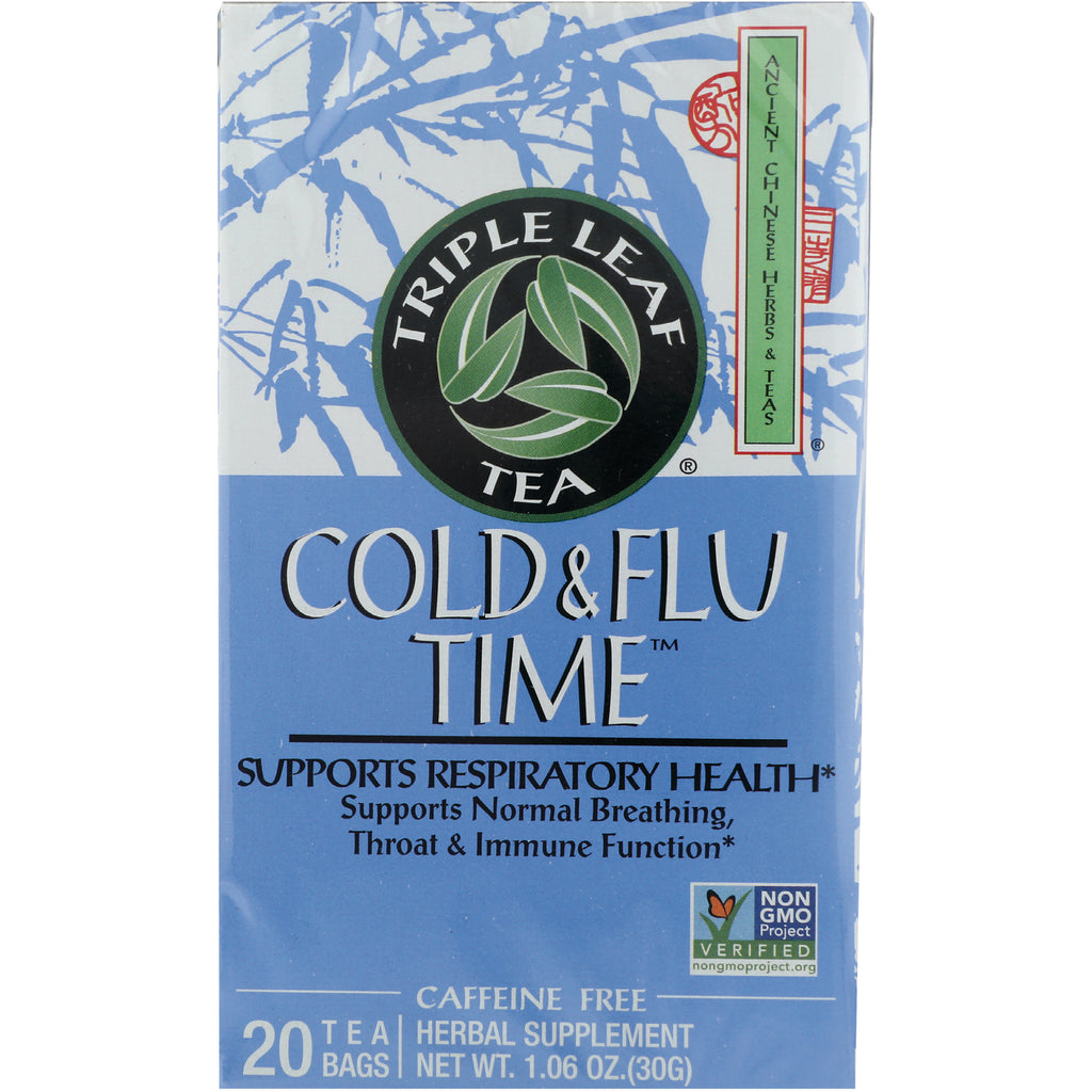 TLT011 | Triple Leaf Tea Cold & Flu Time box, supports respiratory health, 20 tea bags, caffeine free, Non-GMO Project Verified - Thumbnail