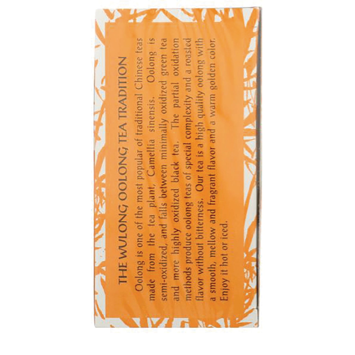 TLT018 | Back of tea box showing text: THE WULONG OOLONG TEA TRADITION