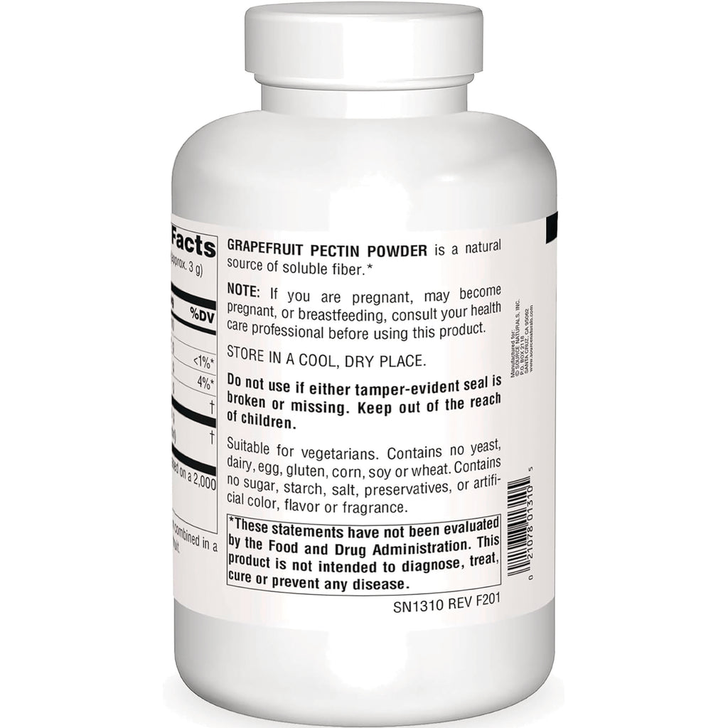 SN789 | Back label showing Supplement Facts and Grapefruit Pectin Powder directions and warnings - Thumbnail