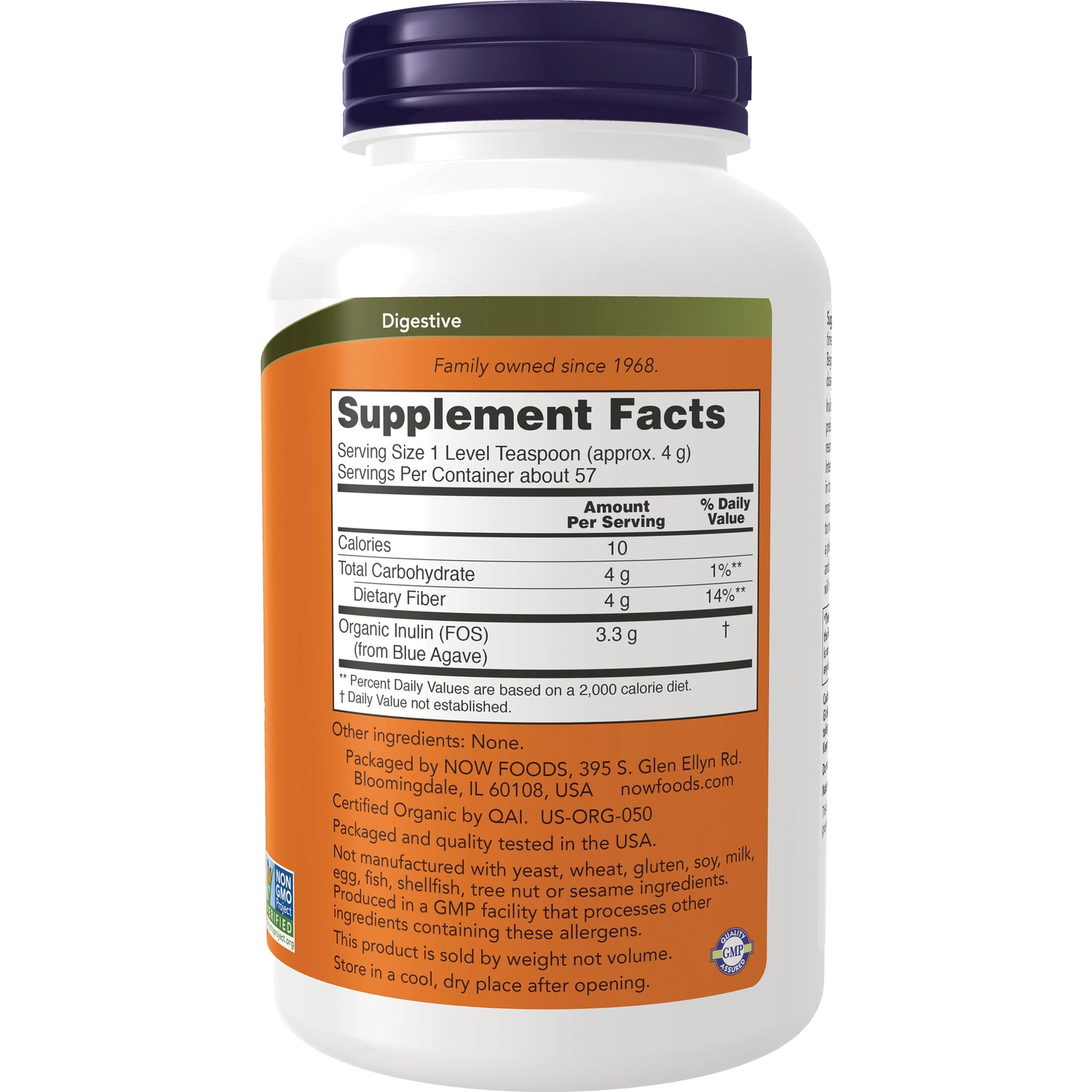 NWF828 | Back label showing Supplement Facts panel with serving size, nutrition and packaging information